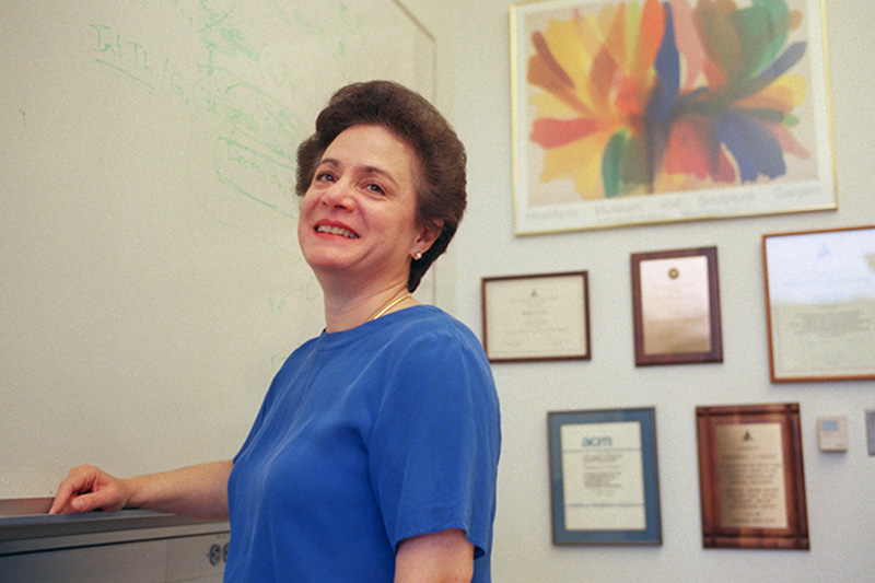 Artificial intelligence expert Barbara Grosz (now Higgins Professor of Natural Sciences) was appointed Dean of Science at Harvard’s Radcliffe Institute for Advanced Study in fall 2001. In addition to developing new interdisciplinary programs, she made it her goal "to increase both the overall visibility of women scientists at Harvard and the number of women scientists on the permanent faculty." --Harvard staff photo by Kris Snibbe.