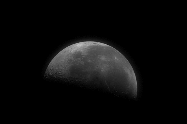 black and white image of the moon