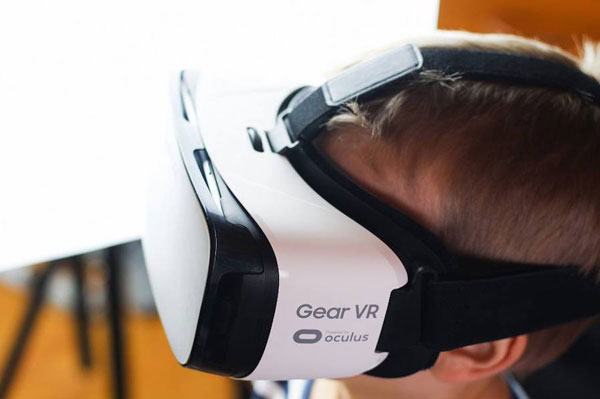 Male wearing virtual reality headset