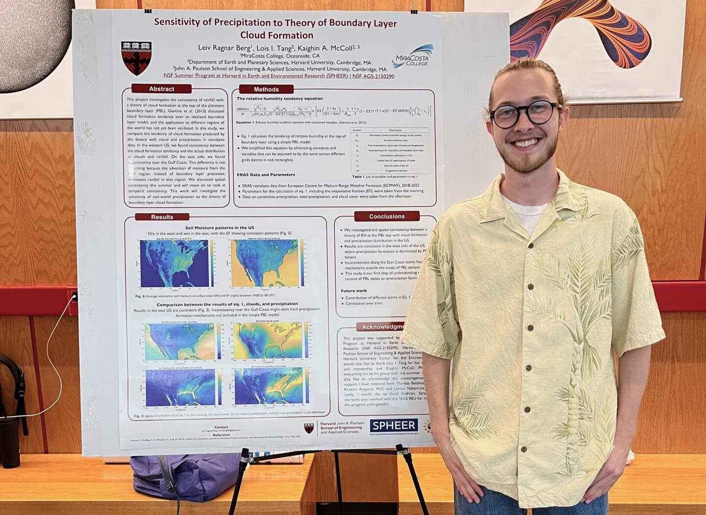 Leiv Berg, a rising sophomore chemistry major from MiraCosta College, with his REU research poster