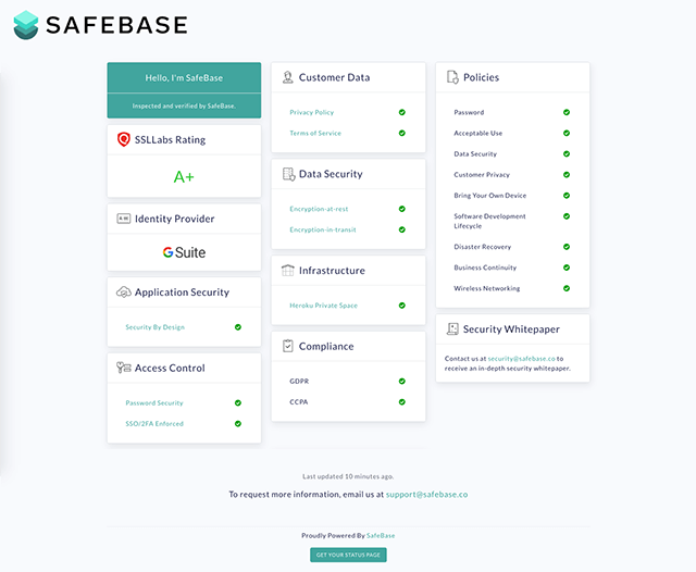SafeBase status page