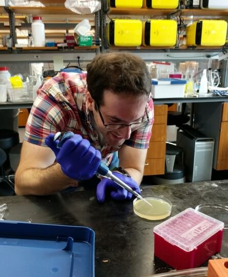 Bryan Weinstein uses a pipette