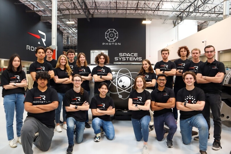 Mechanical engineering concentrator Lana Wagner (top row, fifth from right) with the Space Systems team during her summer internship at Rocket Lab