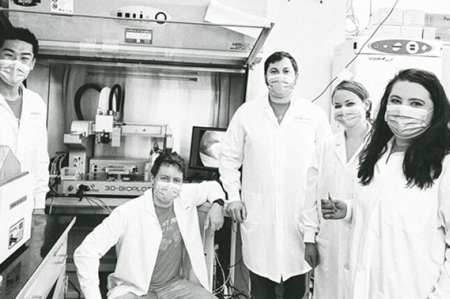 Members of the Beacon Bio team (from left) Zack Chou, Moritz Mond, Nicholas Traugutt, Sophia Smith, and Nicole Black