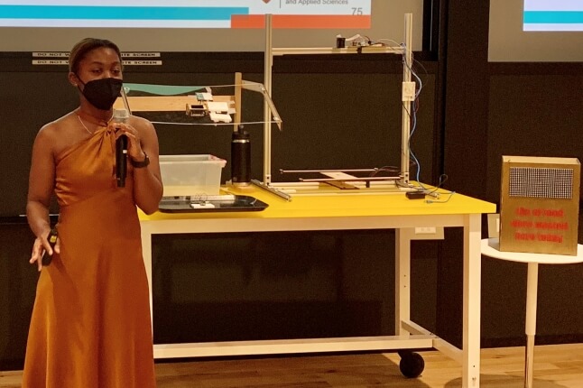 Kaylee Cornelius presents to the Harvard Office for Sustainability